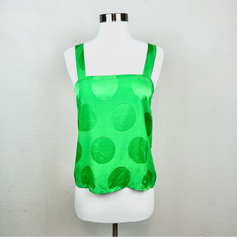 Ellesse Silk Polkadots Green Camisole Sleeveless Top